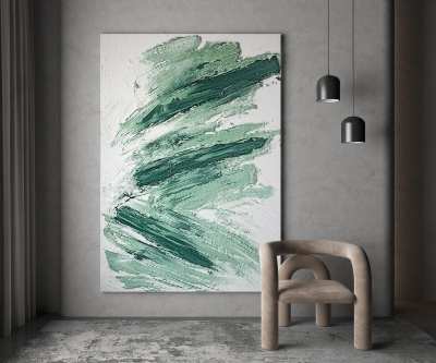 现代绿色笔触手绘肌理装饰画3D模型下载